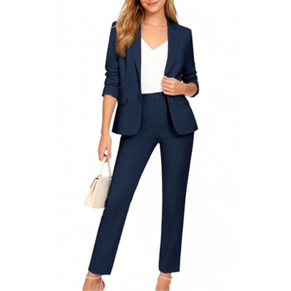 Slim Fit 2 Piece Blazer Suit for Women Business Work - Picture 4 of 7
